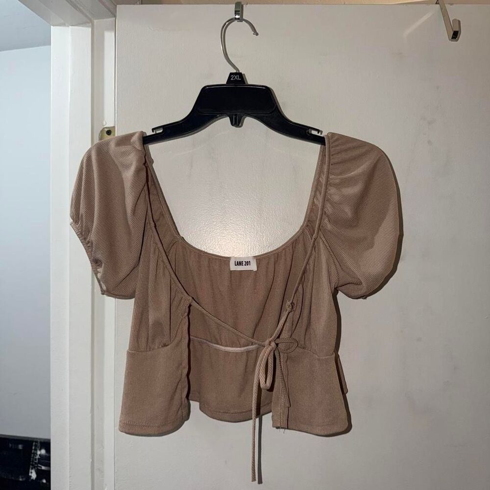 Target Women's Tan and Gold Shirt